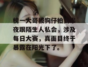 榜一大哥被狗仔拍到半夜跟陌生人私会，涉及每日大赛，真面目终于暴露在阳光下了。